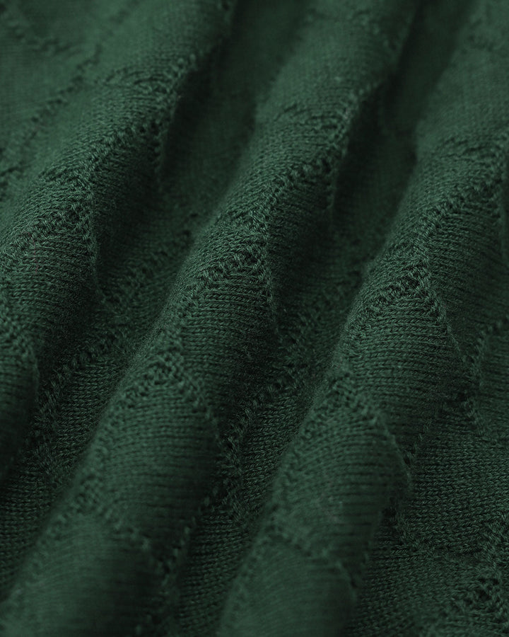 Le Haut Texturé Tricot à Côtes Vert Foncé