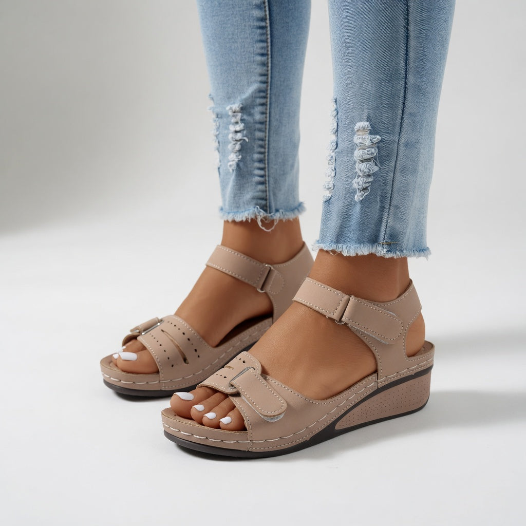 Clothilde™ — Sandale compensée scratch confort naturel quotidien