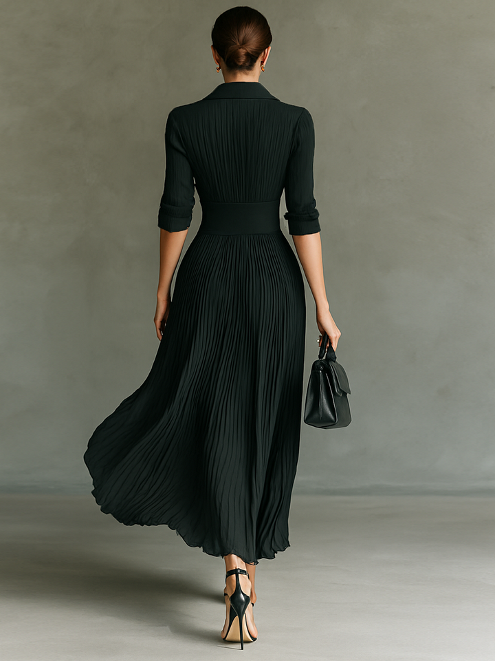Valérie™ — Robe plissée élégante à taille structurée