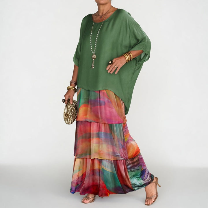 Émeline™ — Robe maxi fluide à volants bohème
