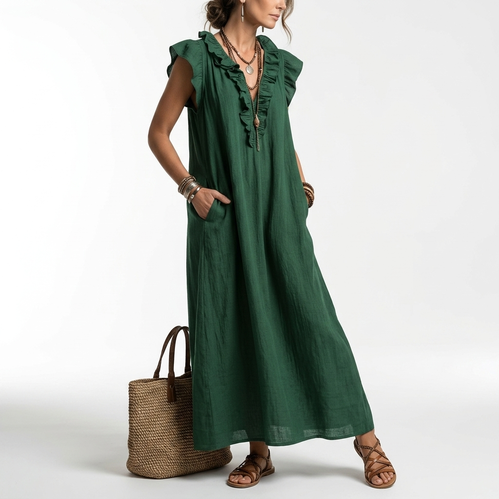 Terrale™ — Robe maxi bohème poches élégance naturelle
