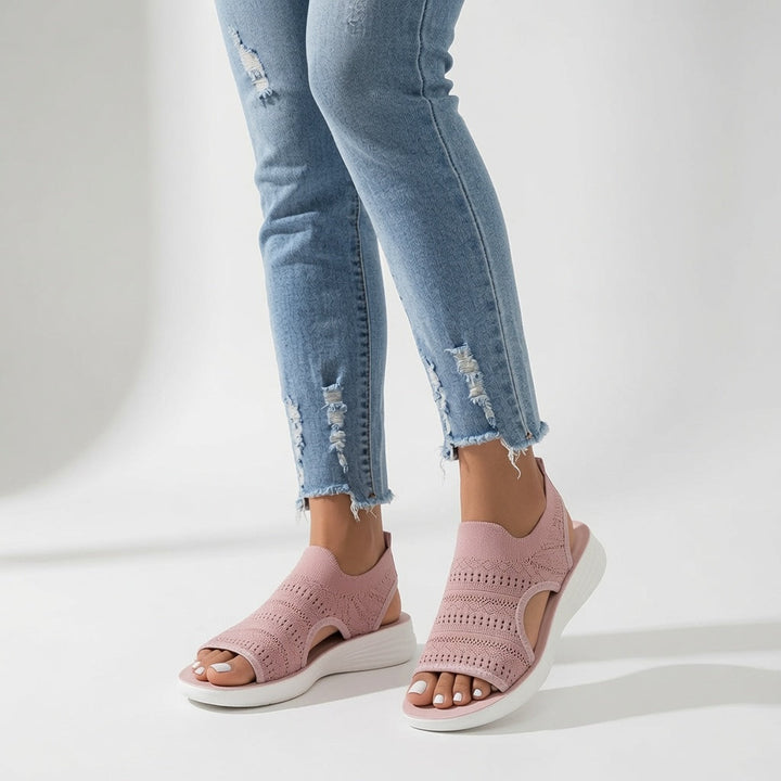 Souplesse™ — Sandale plateforme maille bout ouvert confort