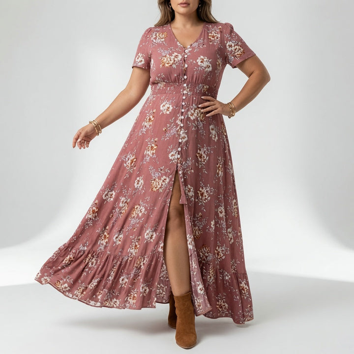 Bohémina™ — Robe maxi fleurie col V fente romantique