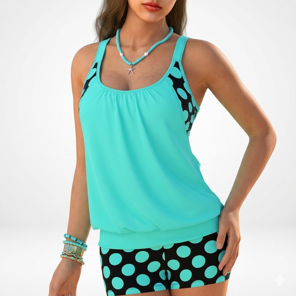 Yolène™ — Tankini deux pièces pois style balnéaire joyeux