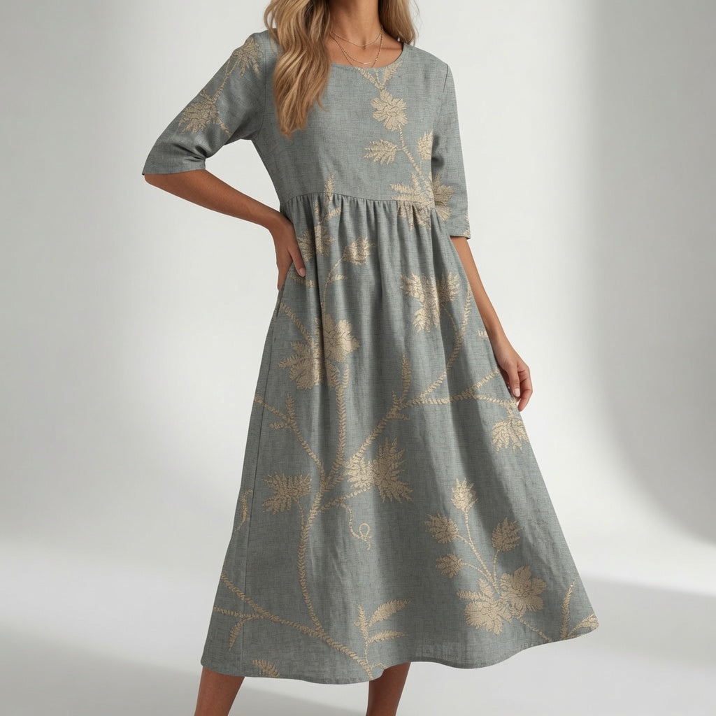 Santorine™ — Robe maxi fleurie col V fluide