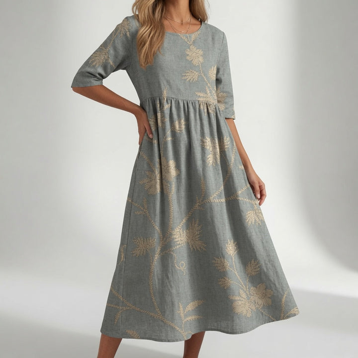 Santorine™ — Robe maxi fleurie col V fluide