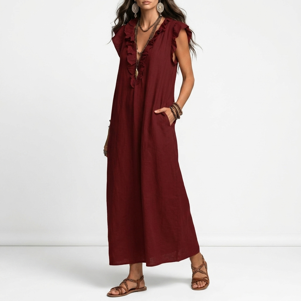 Terrale™ — Robe maxi bohème poches élégance naturelle