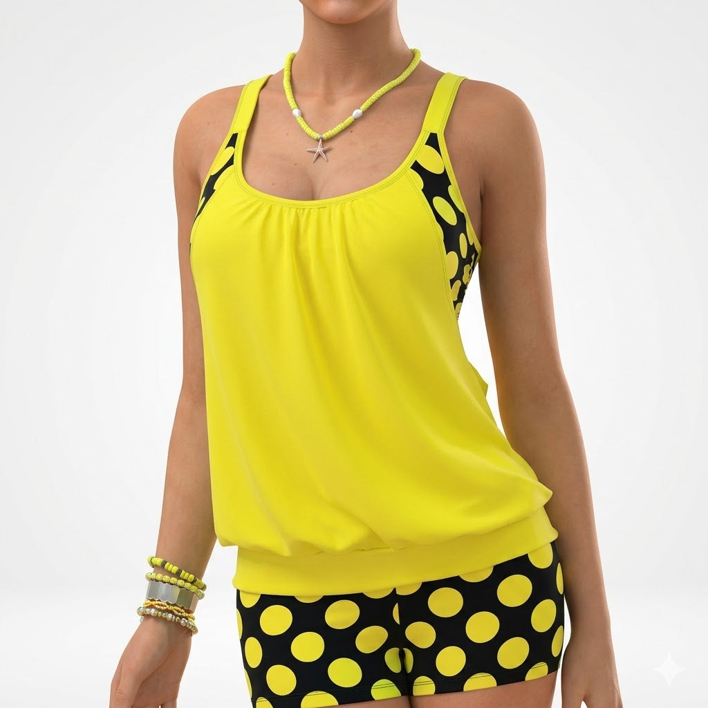 Yolène™ — Tankini deux pièces pois style balnéaire joyeux