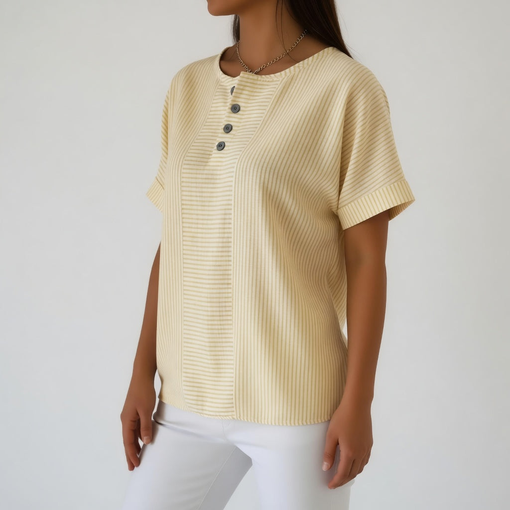 Sorène™ — Blouse lin rayée douceur naturelle