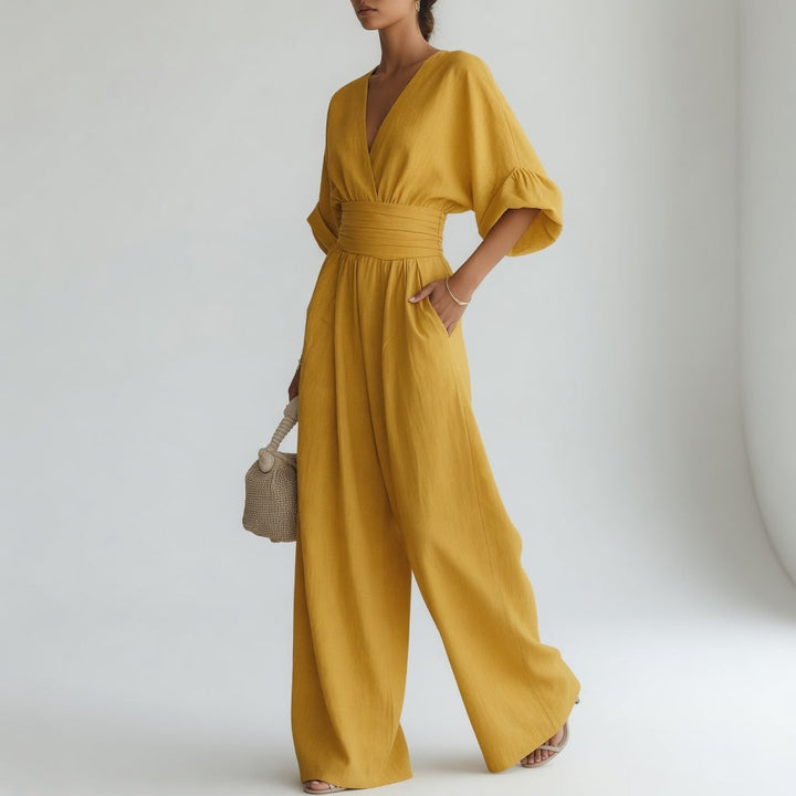 Blandine™ — Combinaison large col V élégance fluide naturelle