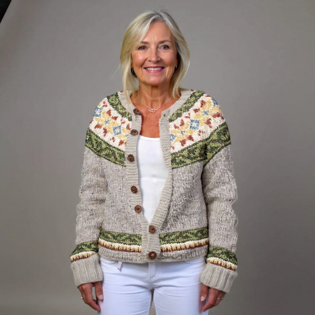 Aveline Cardigan - Maille folk multicolore