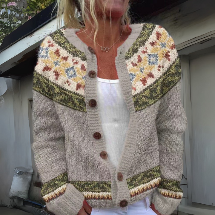 Aveline Cardigan - Maille folk multicolore