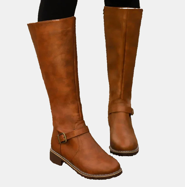 Bottes cavalières hautes à boucle pour femme