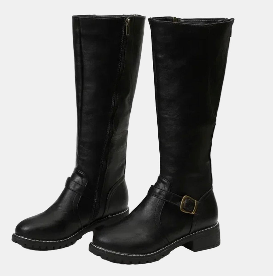 Bottes cavalières hautes à boucle pour femme