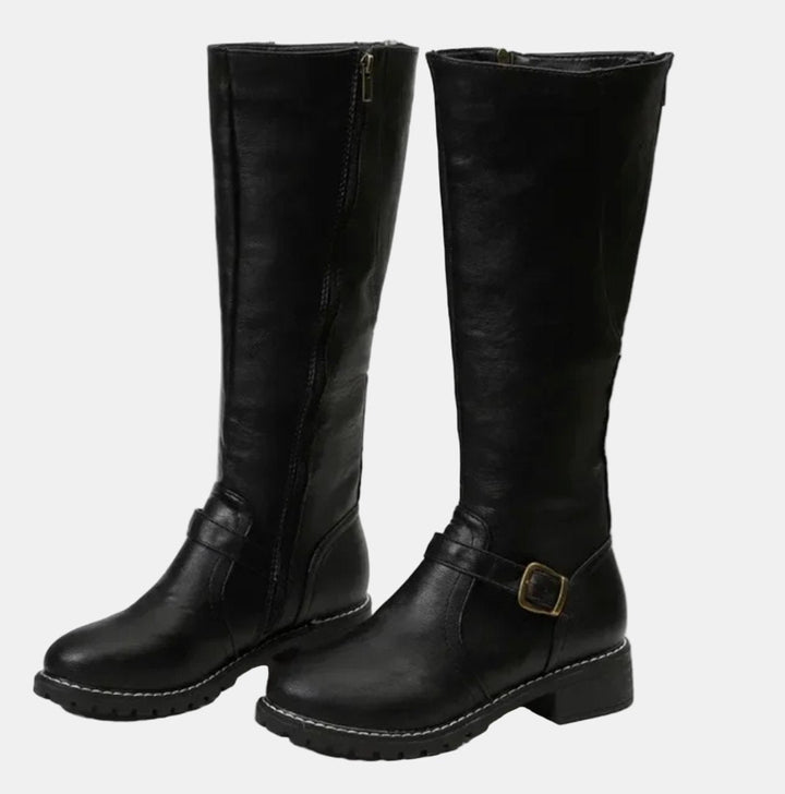 Bottes cavalières hautes à boucle pour femme