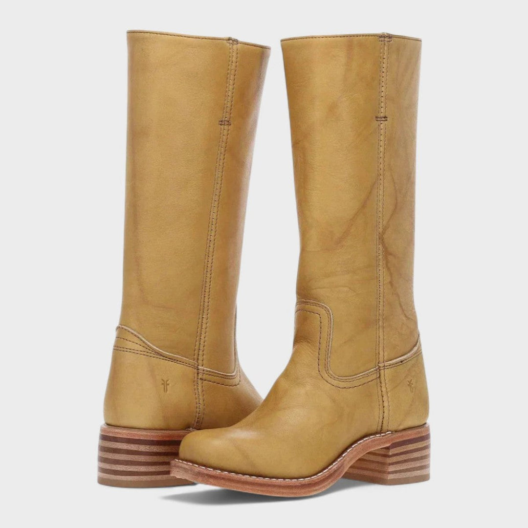 Bottes hautes à talon bloc et surpiqûres pour femme
