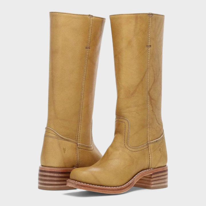 Bottes hautes à talon bloc et surpiqûres pour femme