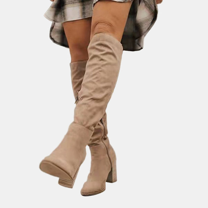 Bottes hautes stretch à talon bloc pour femme
