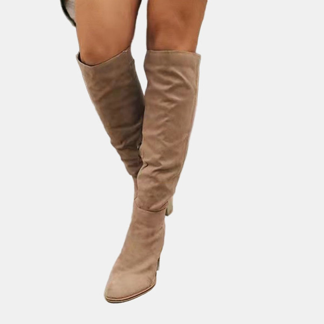 Bottes hautes stretch à talon bloc pour femme