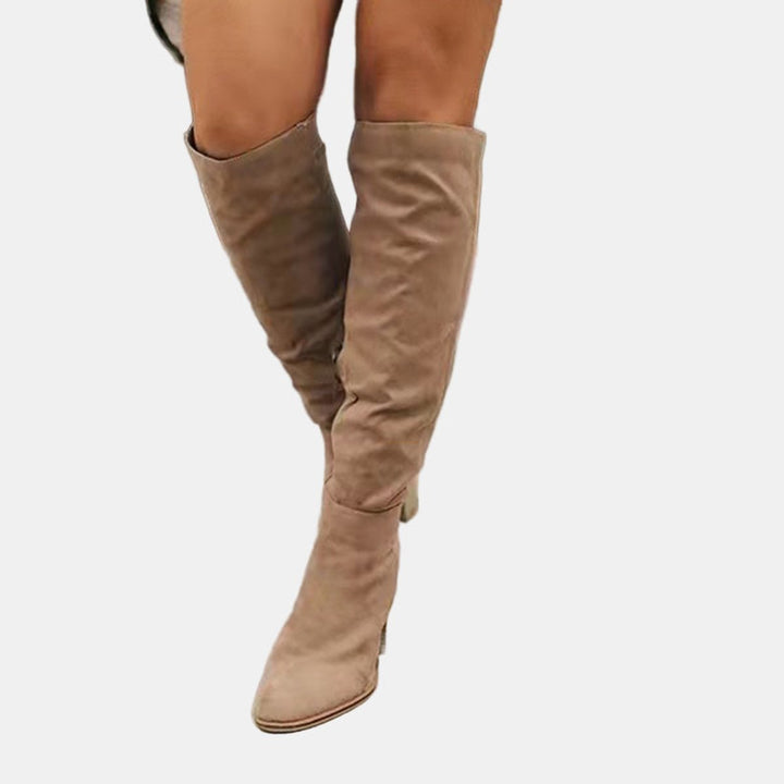 Bottes hautes stretch à talon bloc pour femme