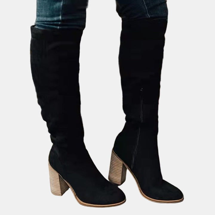 Bottes hautes stretch à talon bloc pour femme