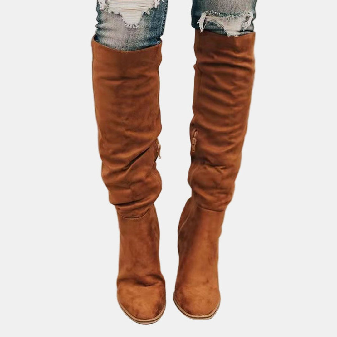 Bottes hautes stretch à talon bloc pour femme