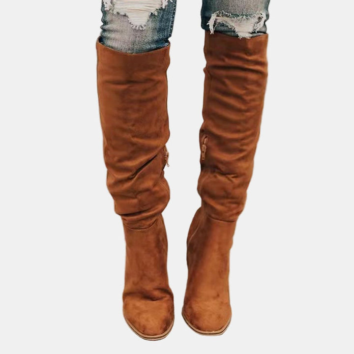 Bottes hautes stretch à talon bloc pour femme