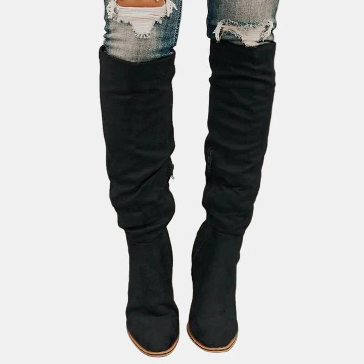 Bottes hautes stretch à talon bloc pour femme