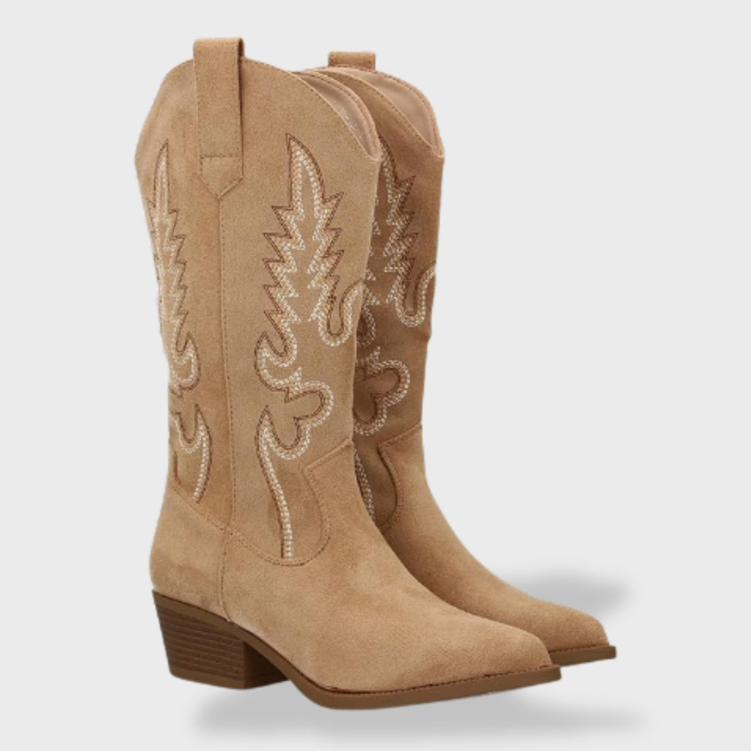 Bottes western brodées à talon pour femme