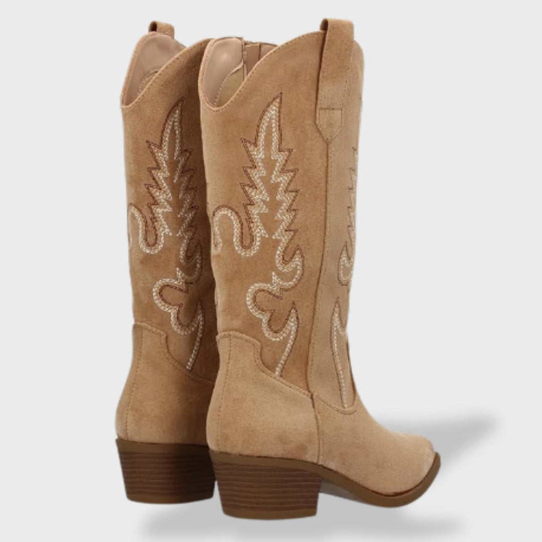 Bottes western brodées à talon pour femme