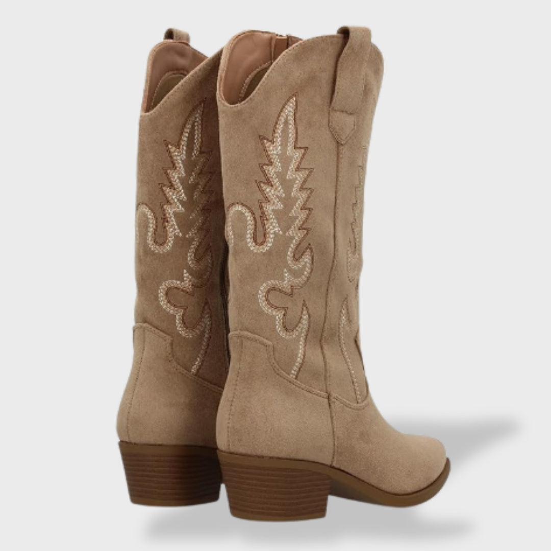 Bottes western brodées à talon pour femme