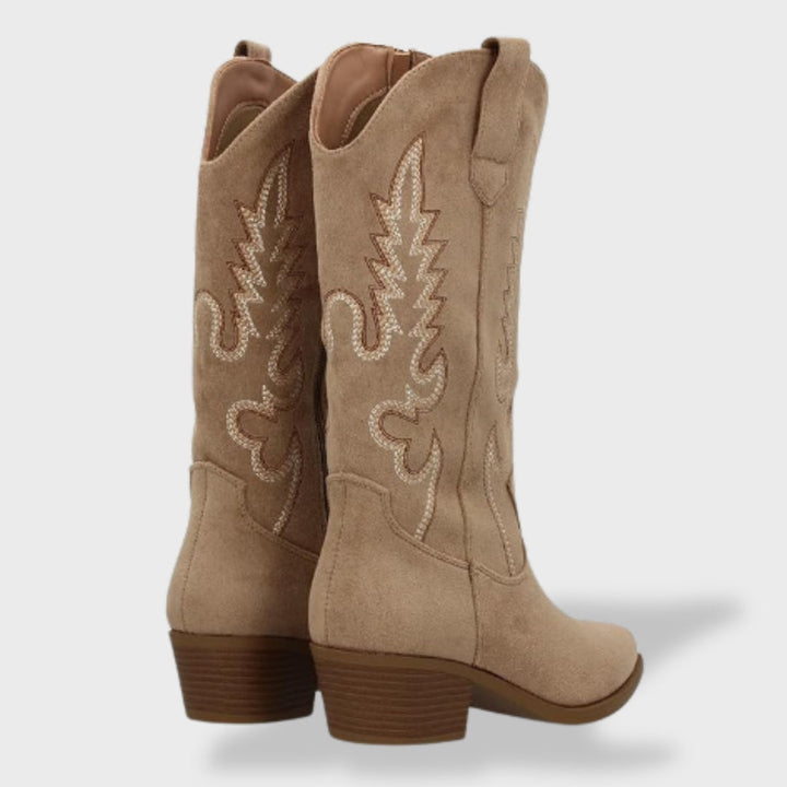 Bottes western brodées à talon pour femme