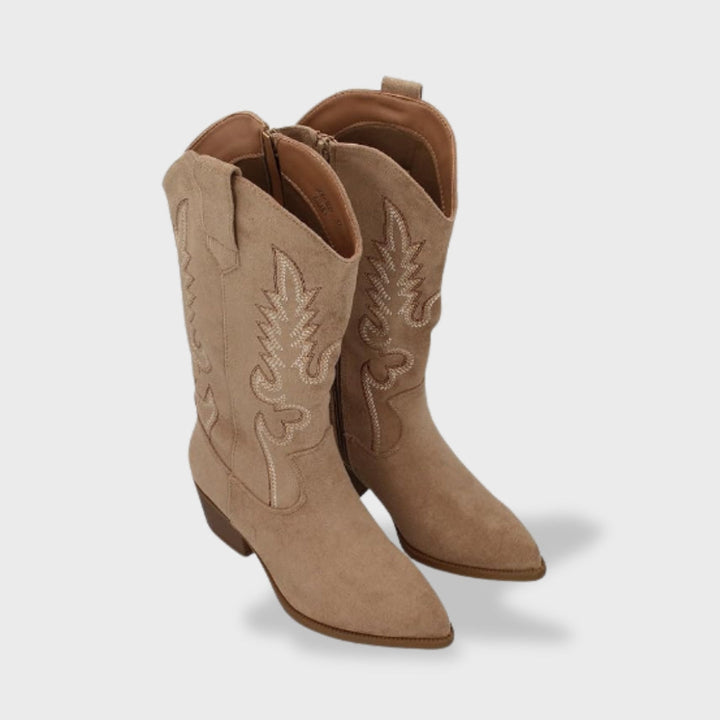 Bottes western brodées à talon pour femme