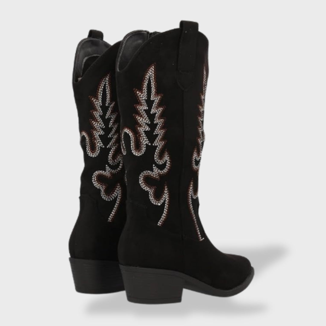 Bottes western brodées à talon pour femme
