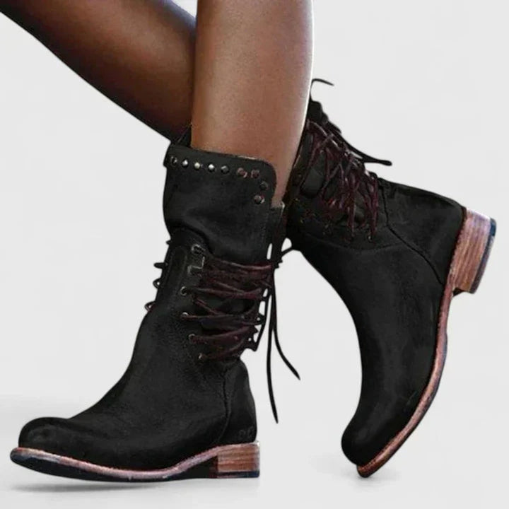 Bottines à lacets et détails cloutés pour femme