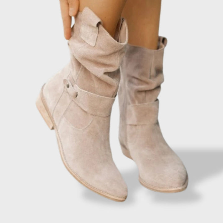 Bottines à sangles décoratives et fermeture éclair pour femme