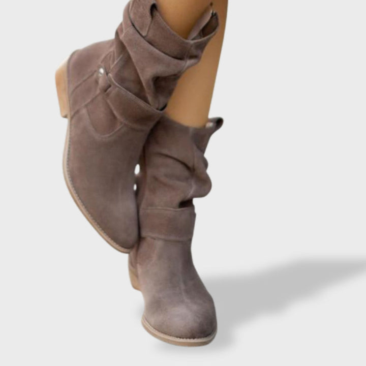 Bottines à sangles décoratives et fermeture éclair pour femme