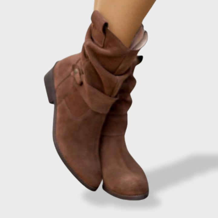 Bottines à sangles décoratives et fermeture éclair pour femme