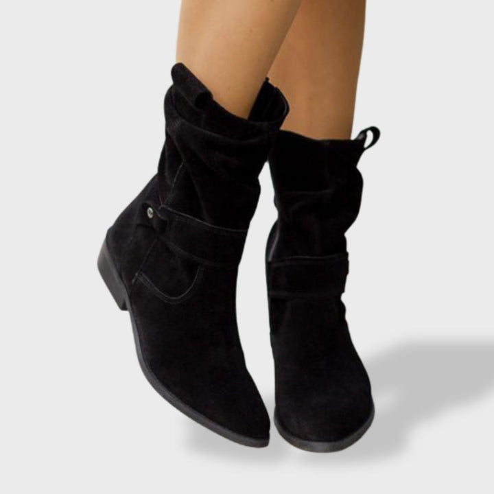 Bottines à sangles décoratives et fermeture éclair pour femme