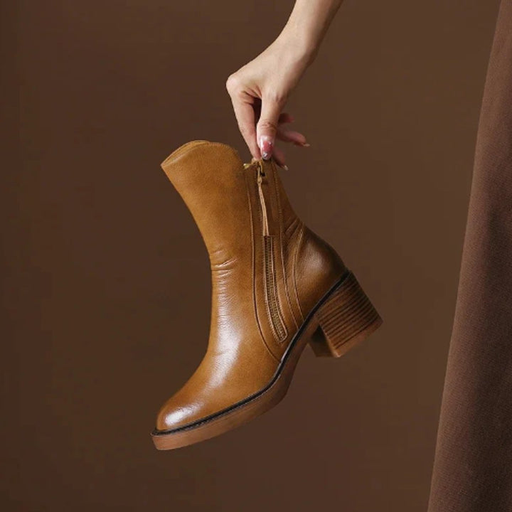 Bottines citadines zippées à talon bloc pour femme