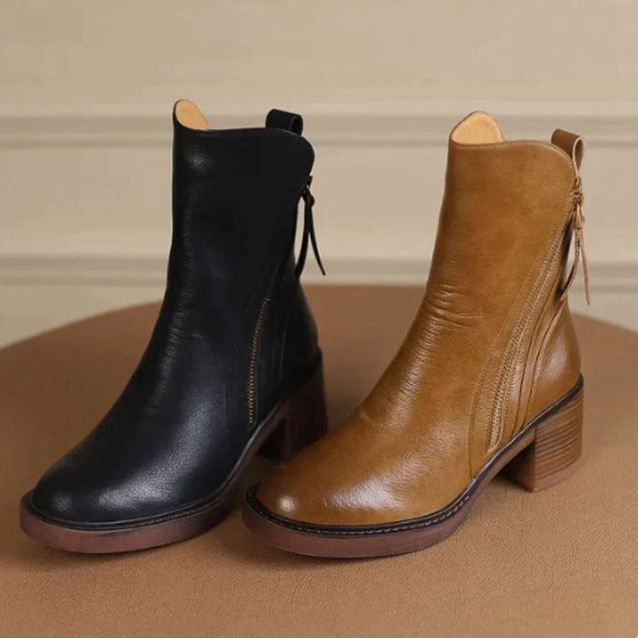 Bottines citadines zippées à talon bloc pour femme