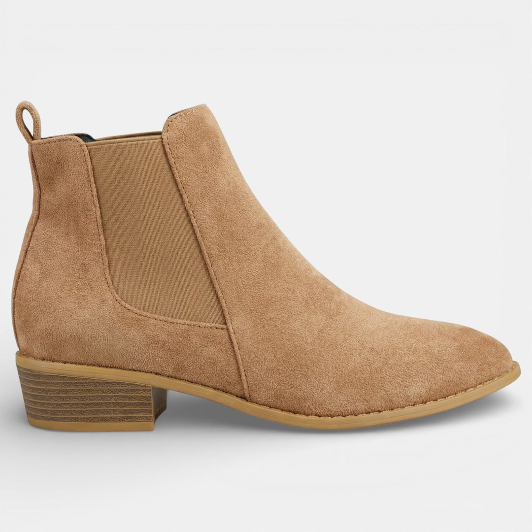 Bottines effet daim à bout pointu et talon bloc pour femme