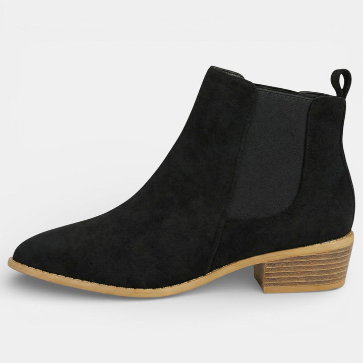 Bottines effet daim à bout pointu et talon bloc pour femme