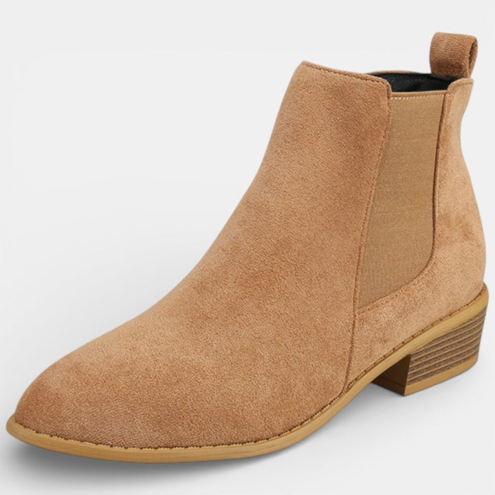 Bottines effet daim à bout pointu et talon bloc pour femme