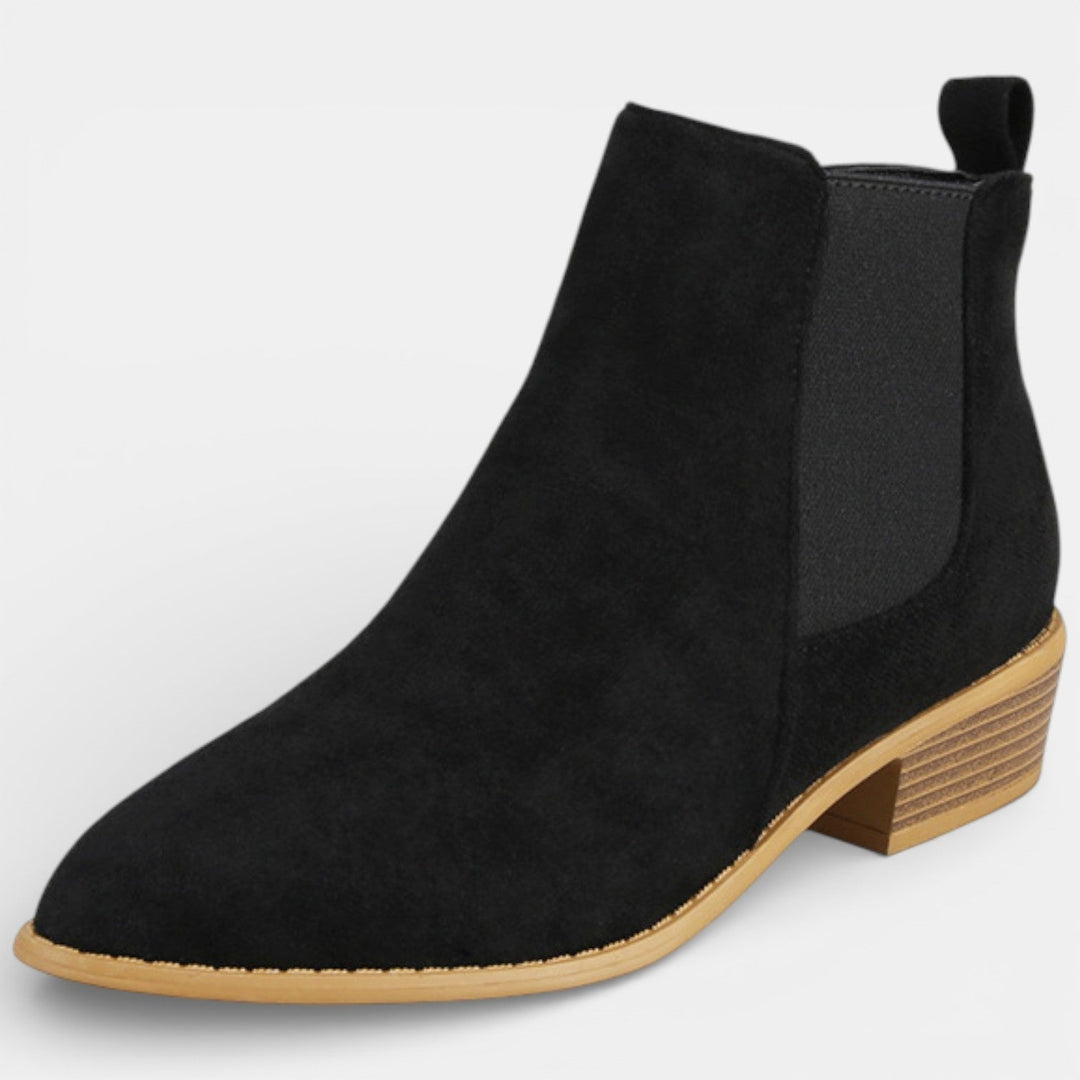 Bottines effet daim à bout pointu et talon bloc pour femme