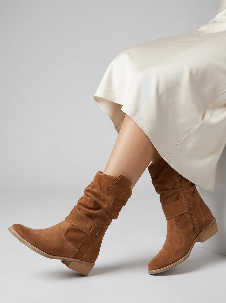Bottines slouchy à sangle décorative pour femme