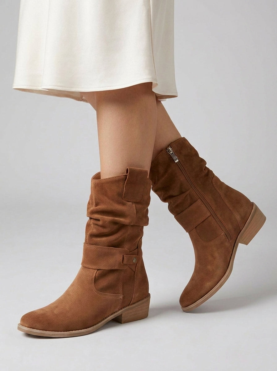 Bottines slouchy à sangle décorative pour femme