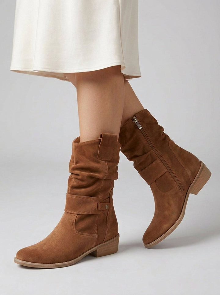 Bottines slouchy à sangle décorative pour femme
