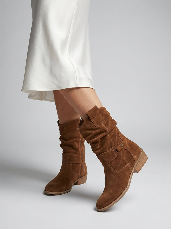 Bottines slouchy à sangle décorative pour femme