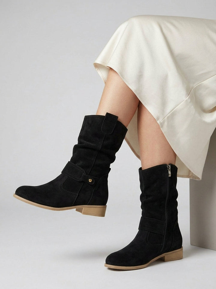 Bottines slouchy à sangle décorative pour femme